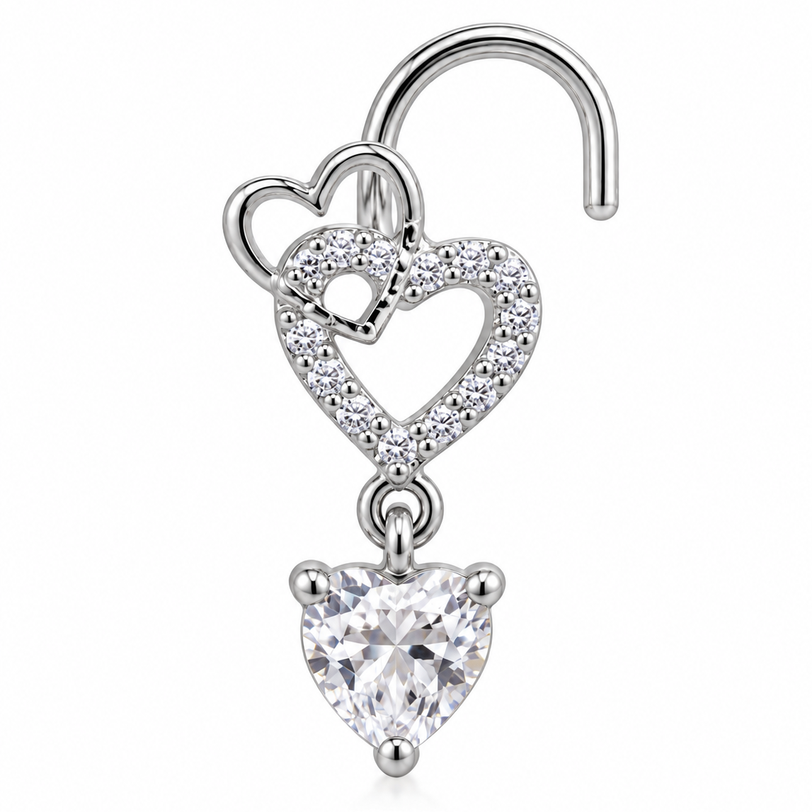 Double Heart Dangling Nose Ring