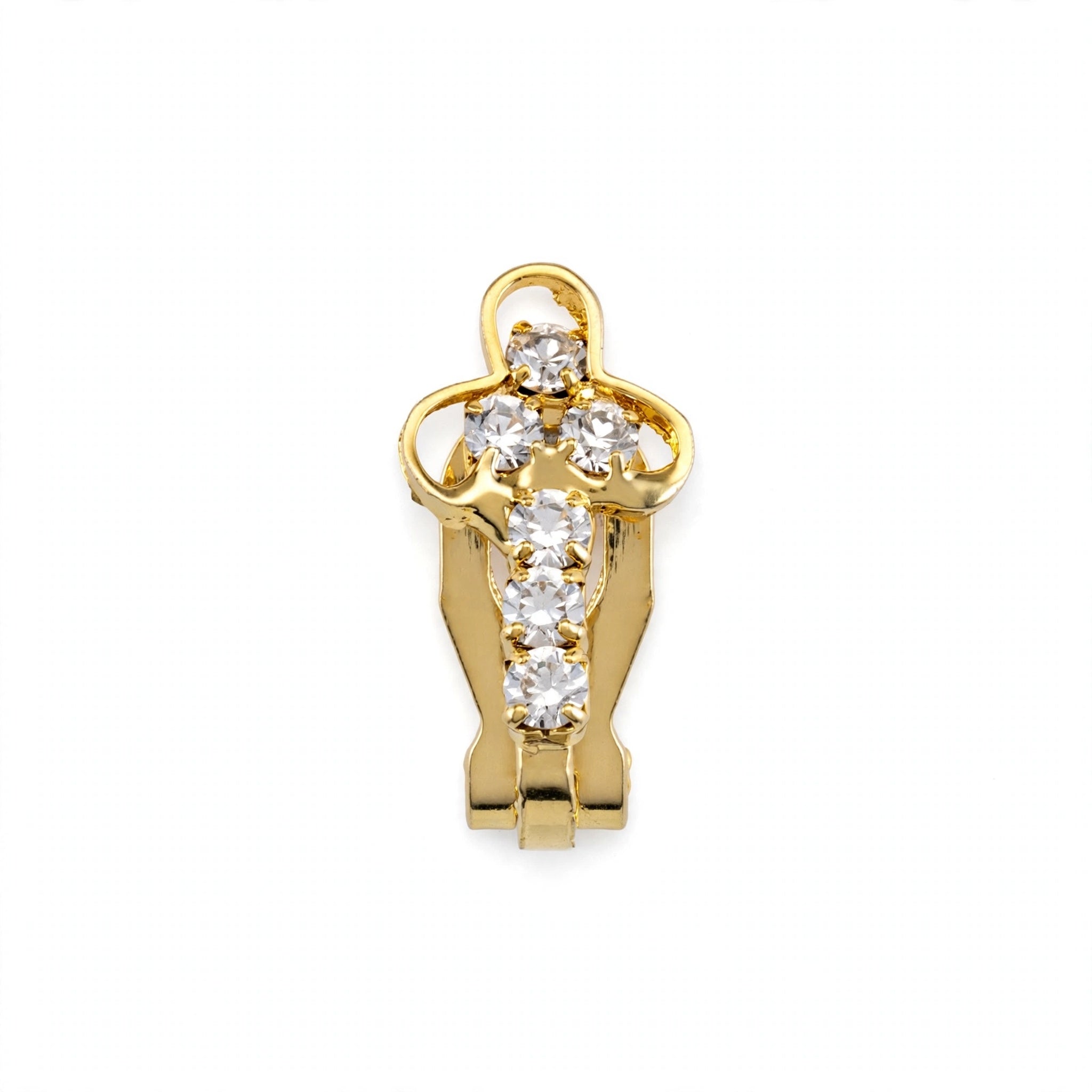 T Shape Gold And Diamond Clip On Nose Ring