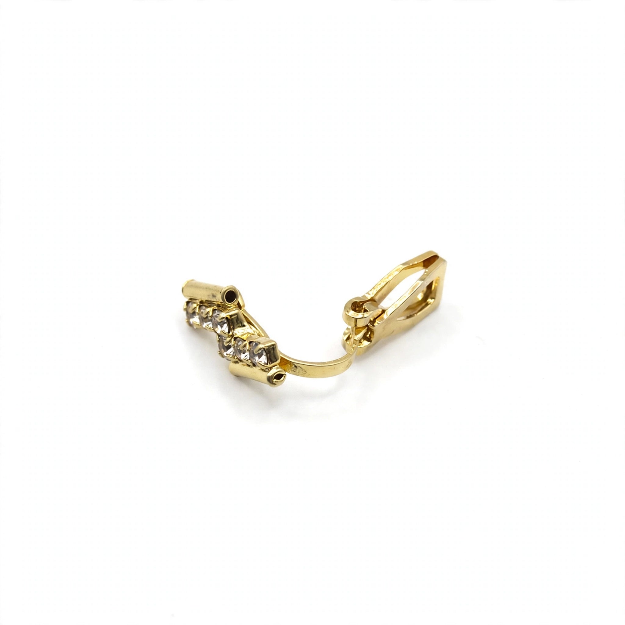 Gold Diamond Lightening Bolt Clip On Nose Ring