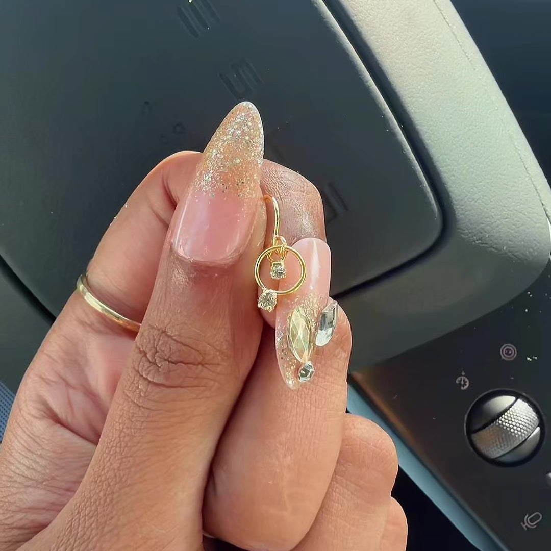 Double Diamond Circle Dangle Nose Ring