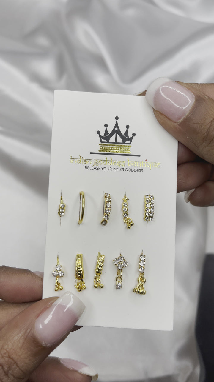 Ultimate Set of 10 Gold Nose Rings