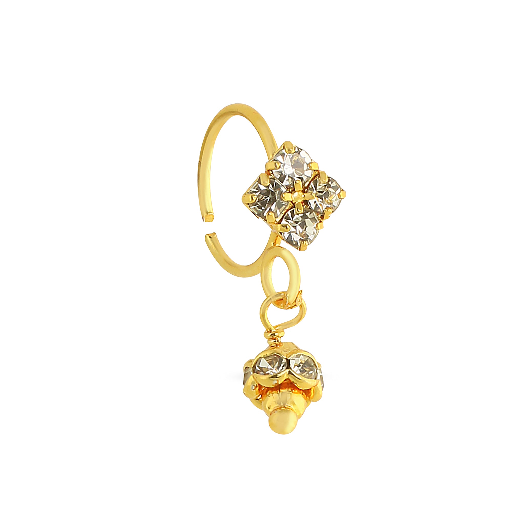 4 Diamond with Decorative Ball End Nose Ring