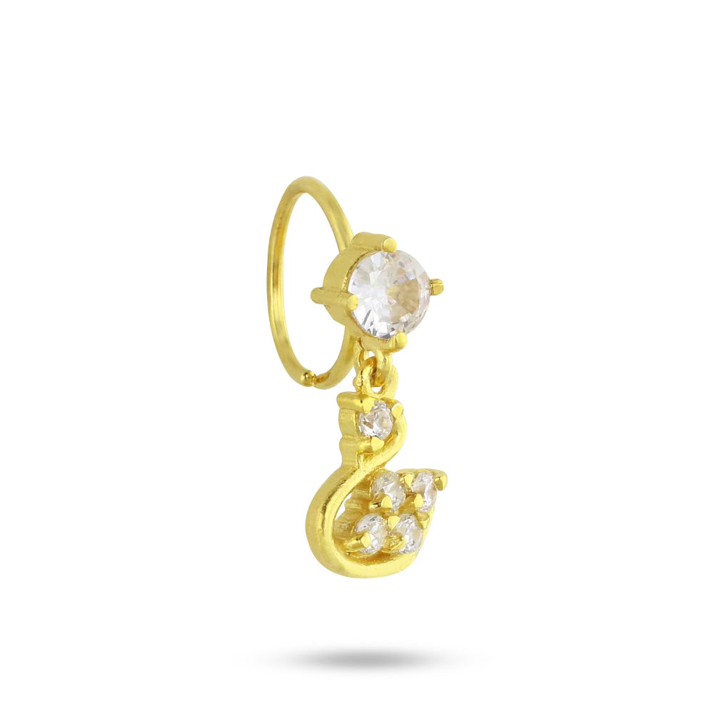 14k Gold Plated Nose Ring with Hook Design