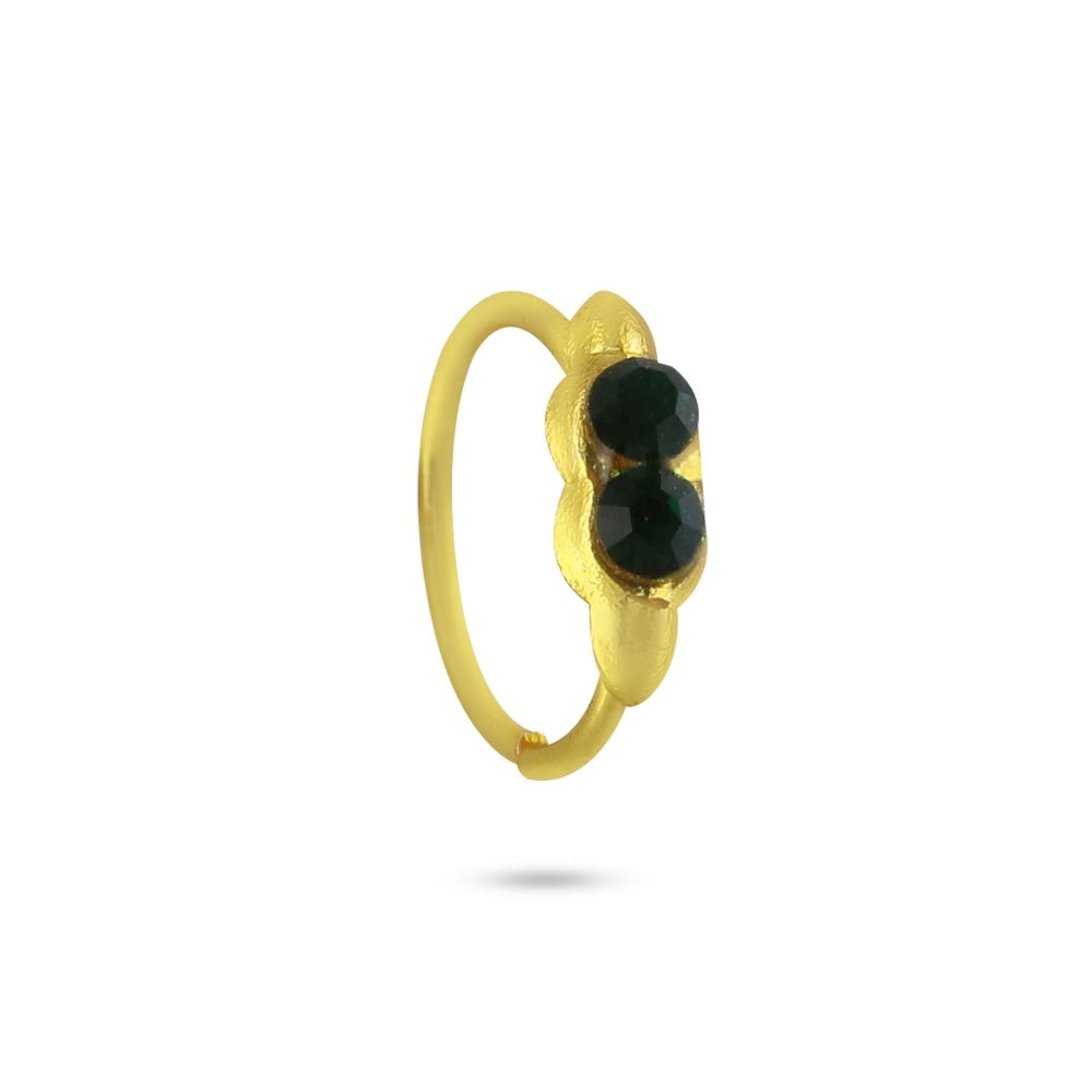 2 Colored and Gold Diamond Nose Ring Set