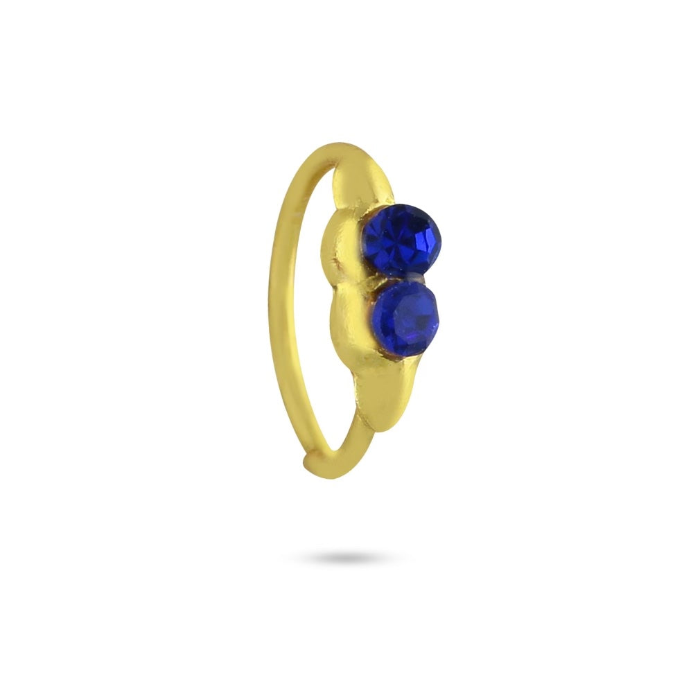 2 Colored and Gold Diamond Nose Ring Set