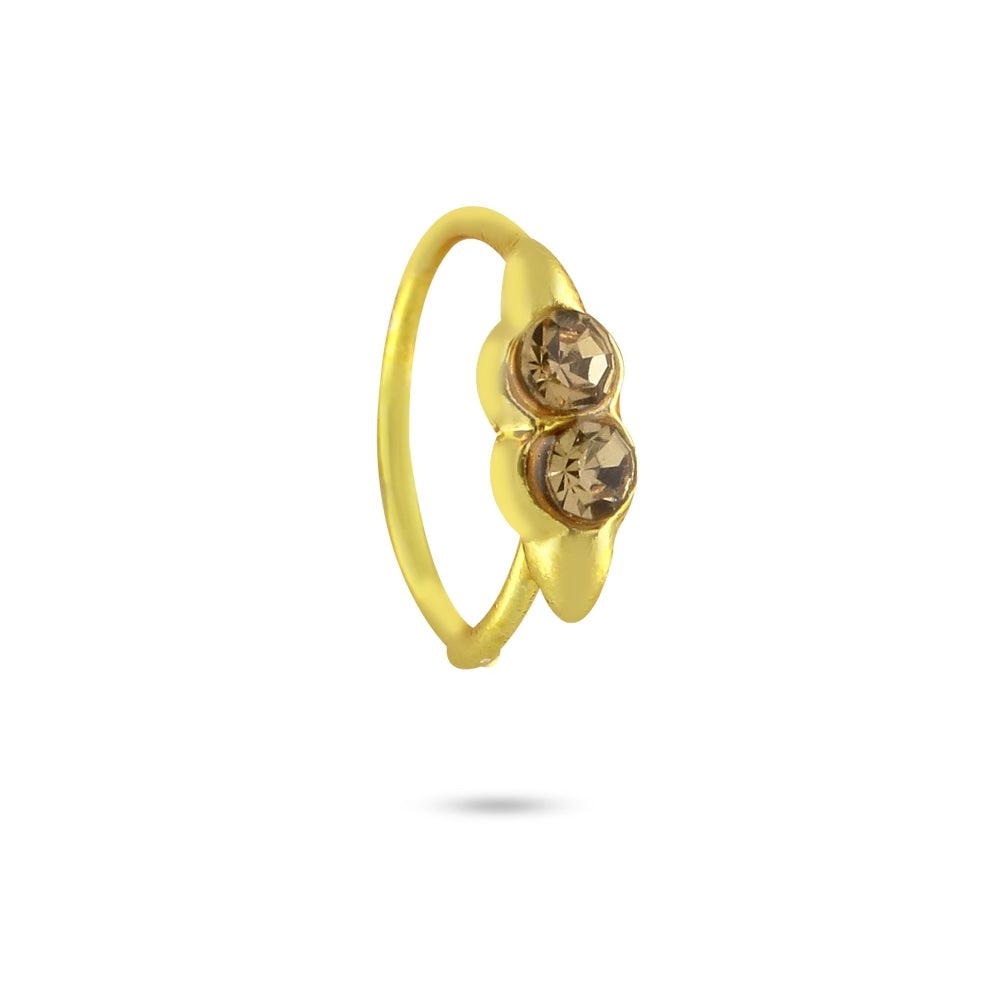 2 Colored and Gold Diamond Nose Ring Set