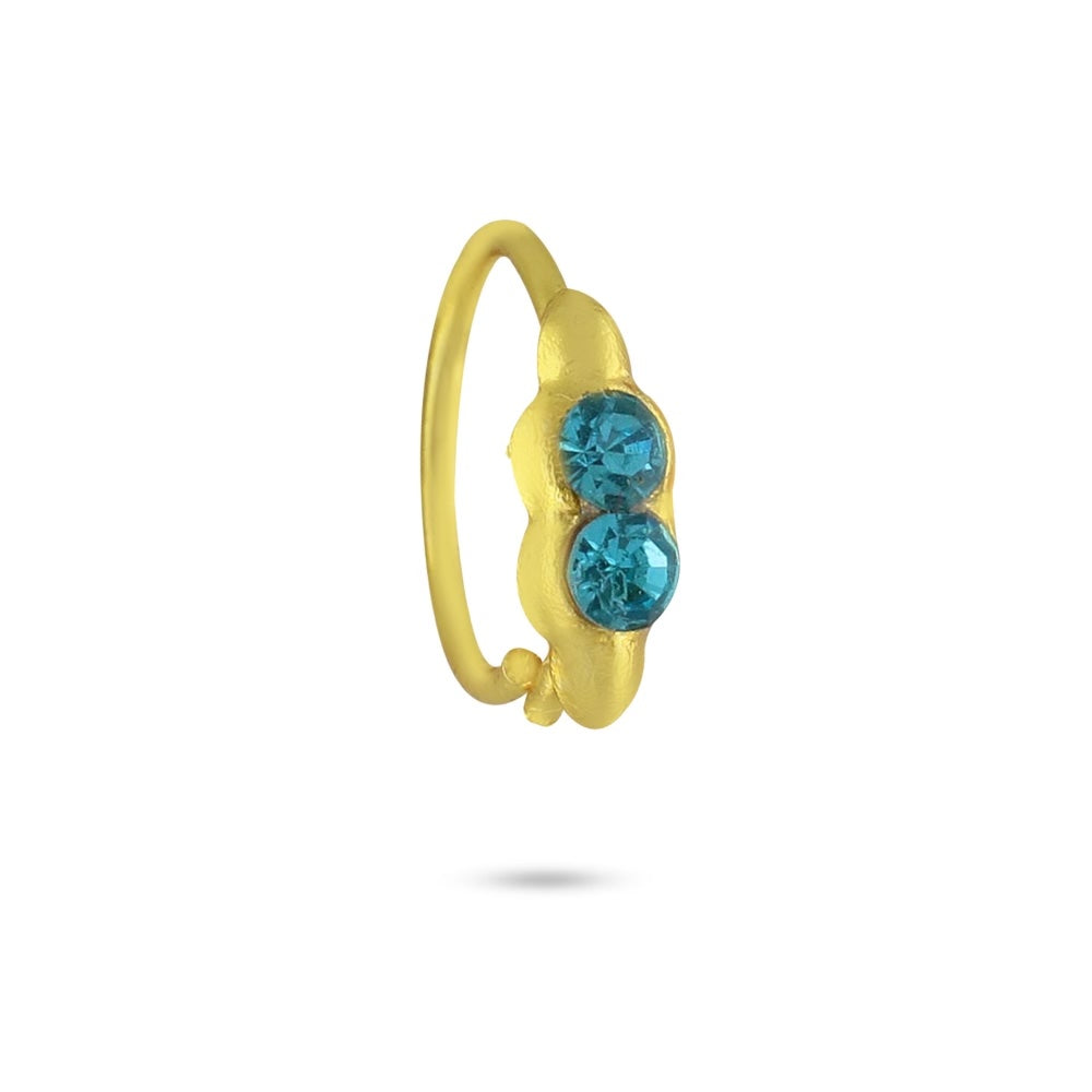 2 Colored and Gold Diamond Nose Ring Set