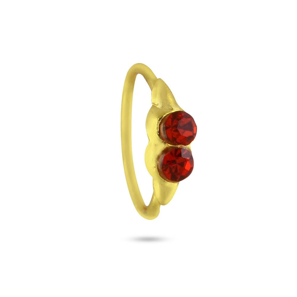 2 Colored and Gold Diamond Nose Ring Set