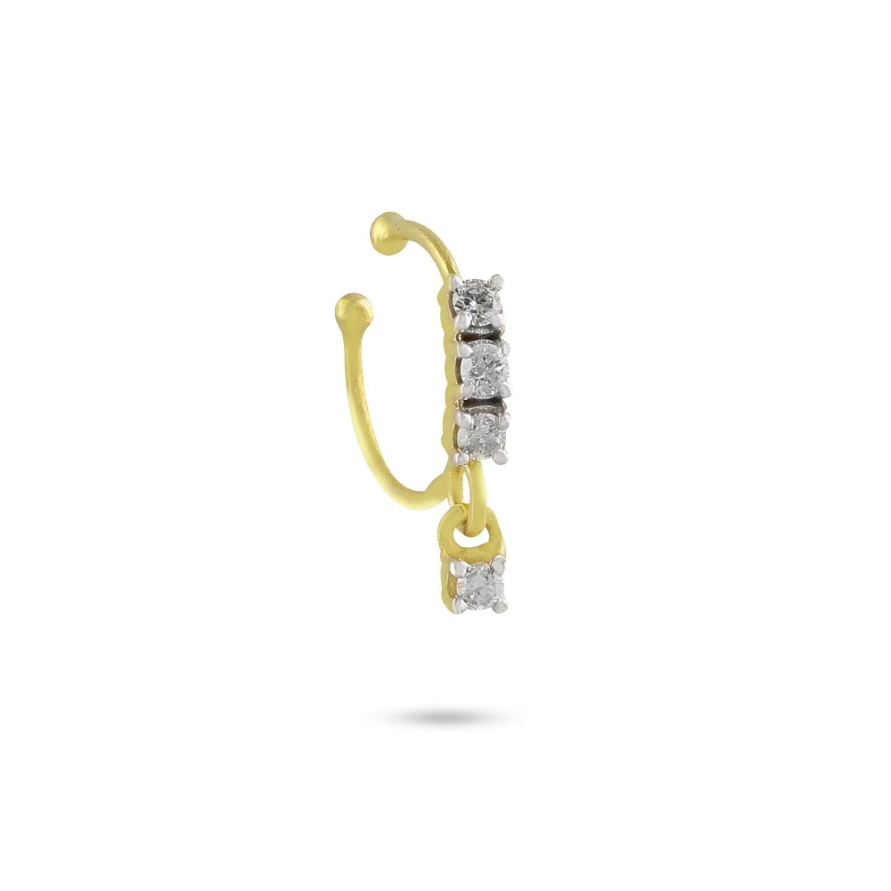 3 Diamond with Diamond Dangling End Nose Cuff