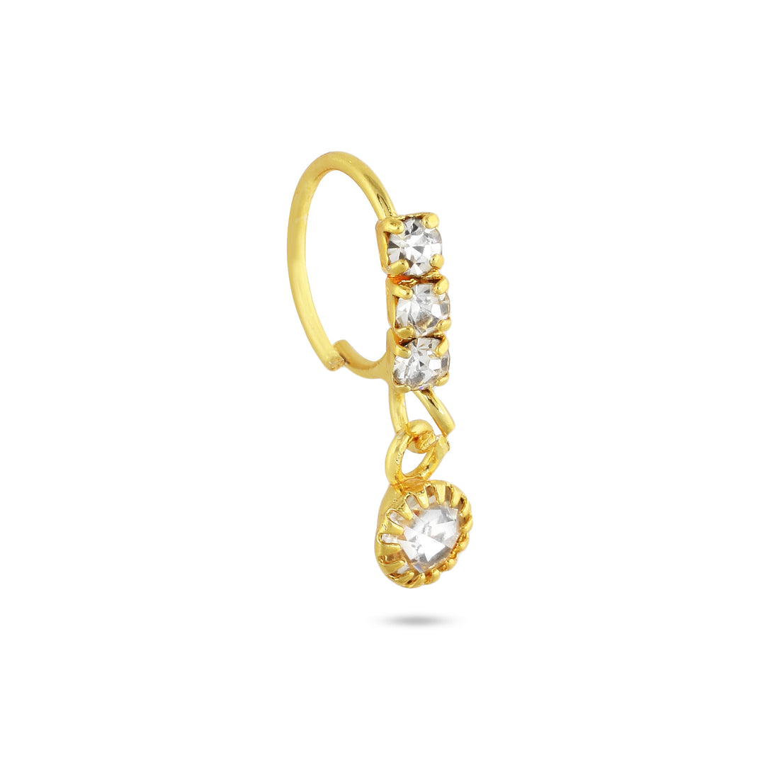 3 Diamond Flower Hoop Nose Ring