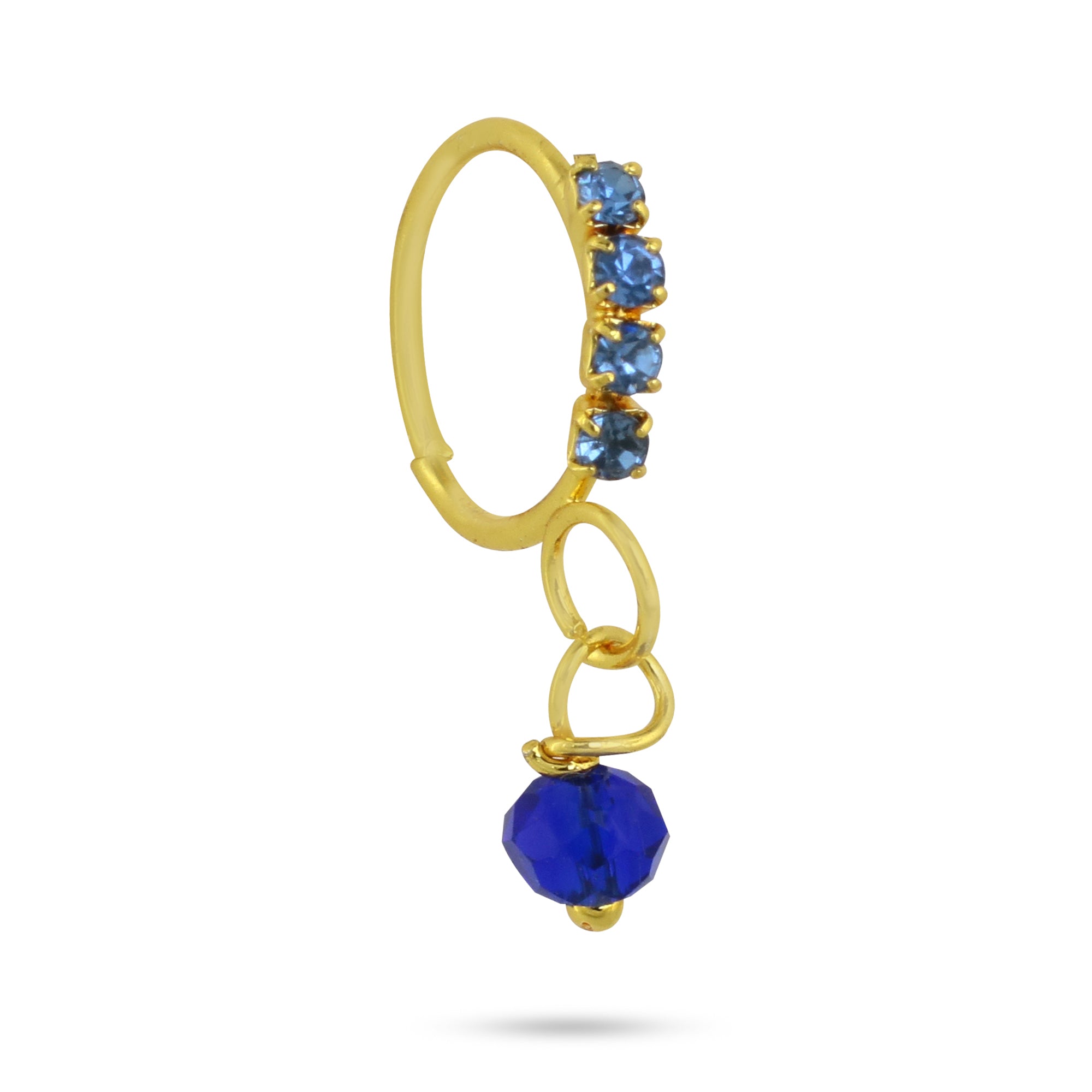 4 Colored Diamonds with Small Color Ball End Nose Ring