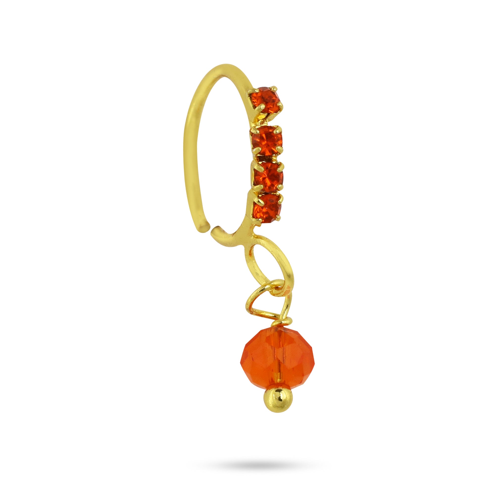 4 Colored Diamonds with Small Color Ball End Nose Ring