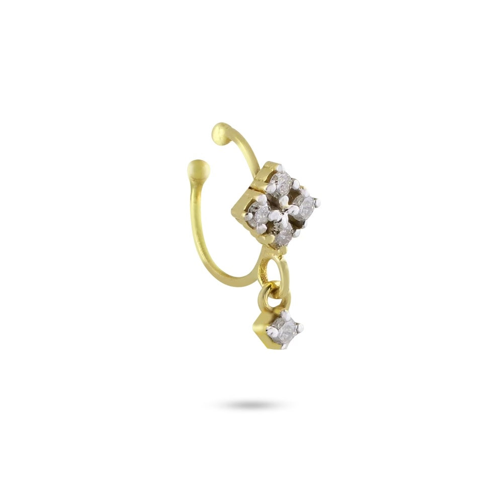 4 Diamond with Diamond Dangling End Nose Cuff