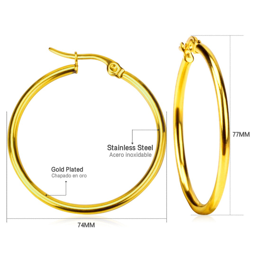 14K Gold Plated Hoop Gold Earrings
