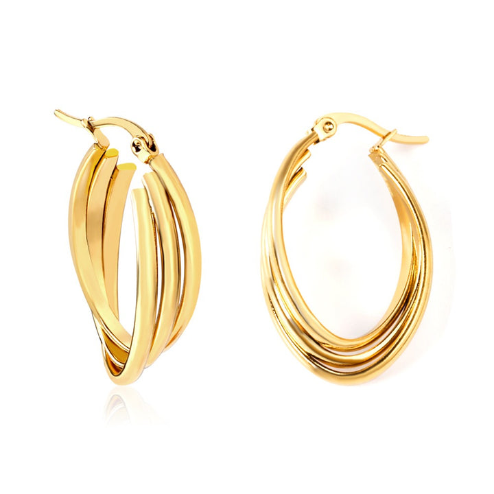Layered Oval Gold Earrings