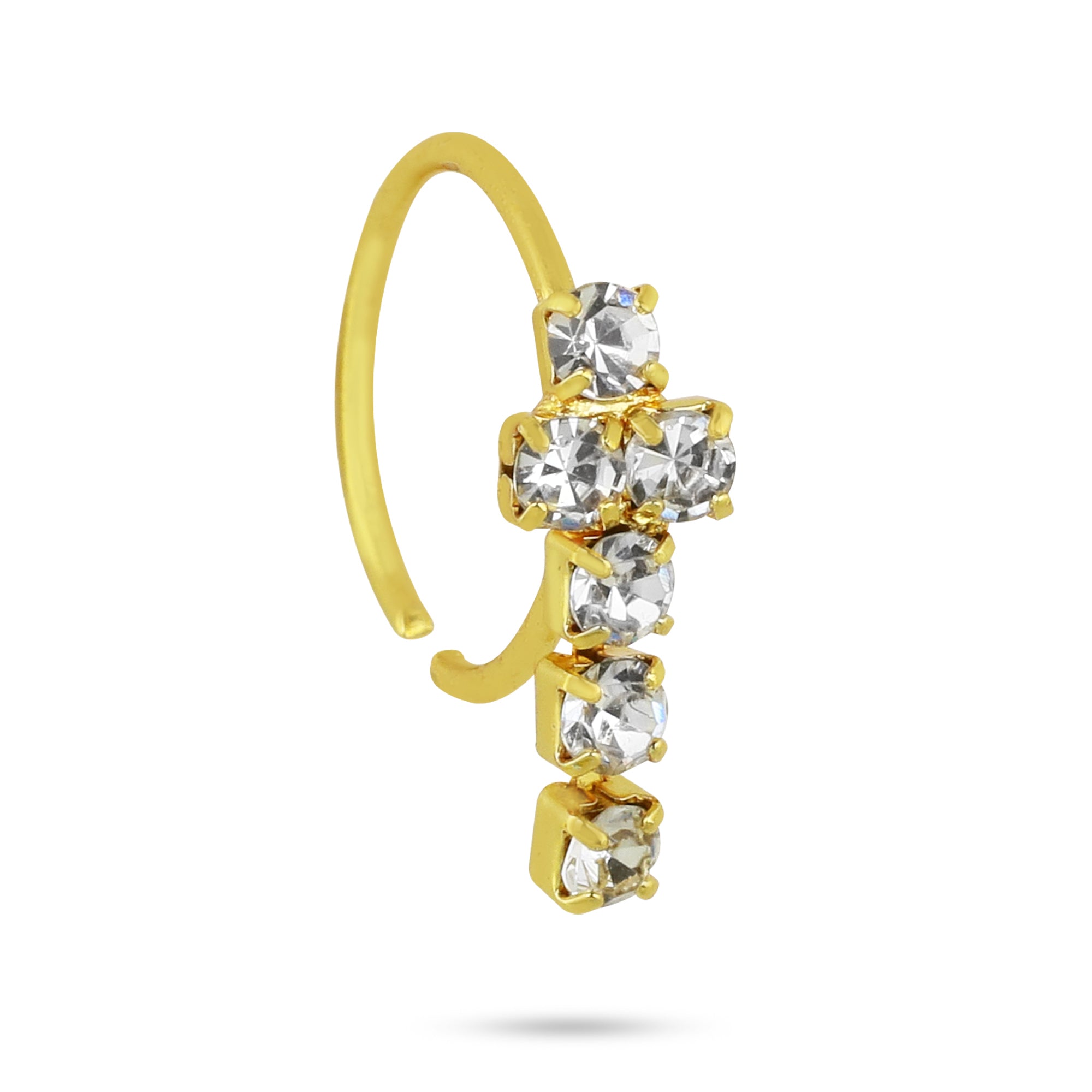 Dangling T Shape Diamond Nose Ring