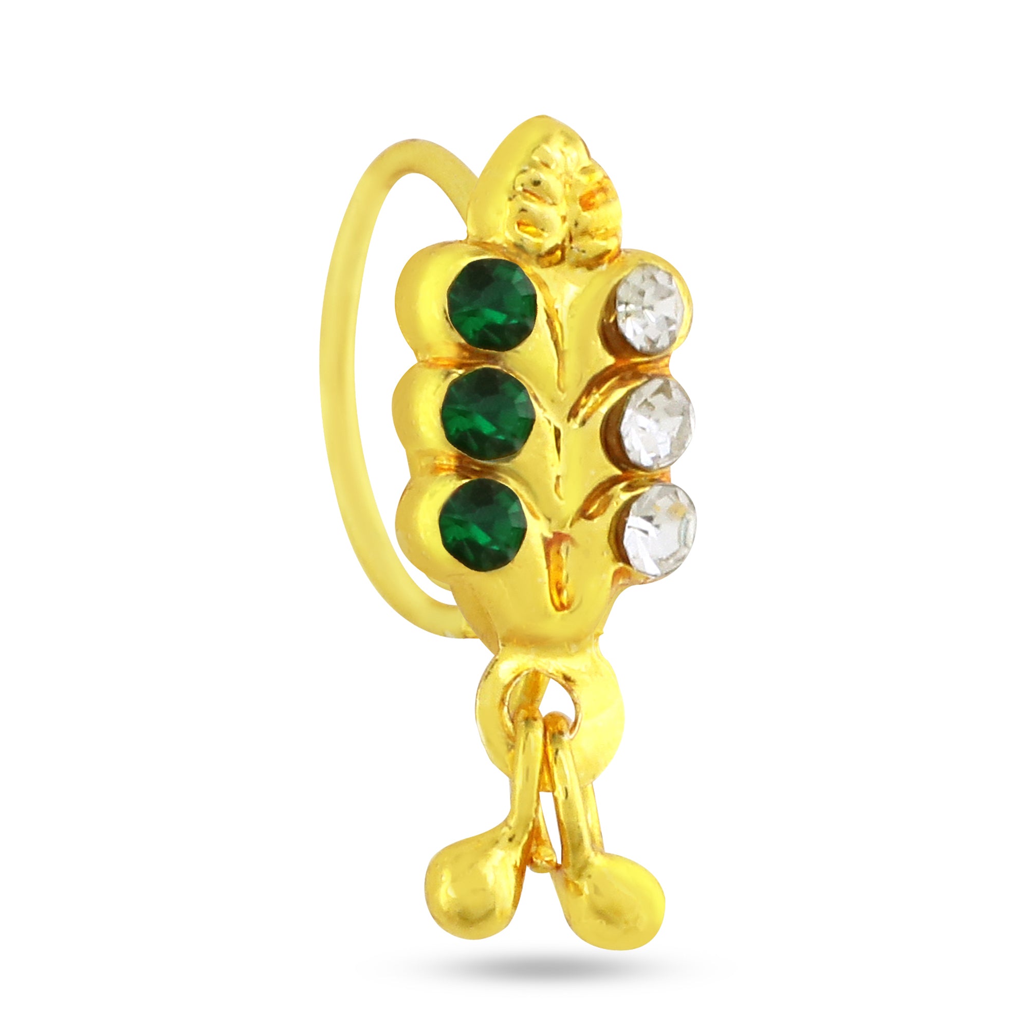 Color And Gold Leaf Dangling Nose Ring