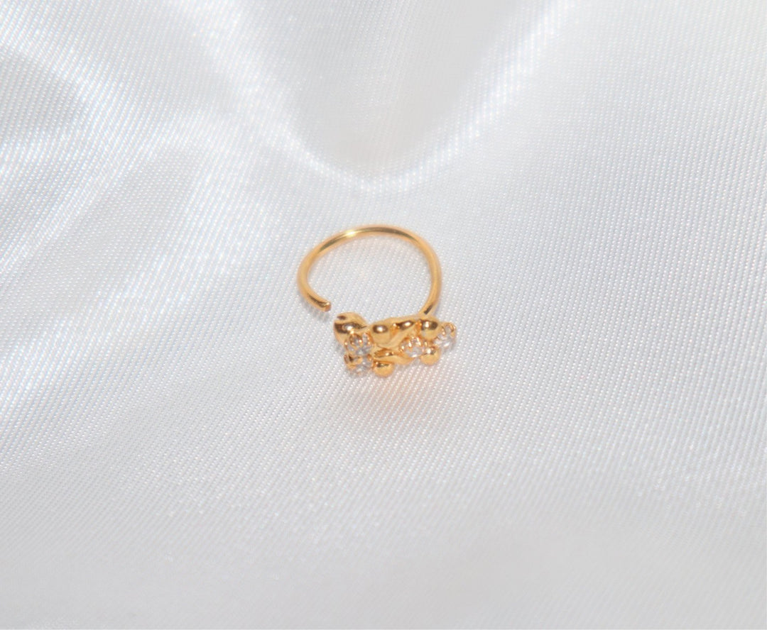14k Gold Plated Cute Hoop Nose Ring with Diamonds