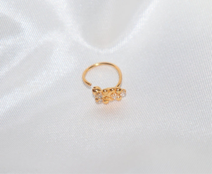14k Gold Plated Cute Hoop Nose Ring with Diamonds