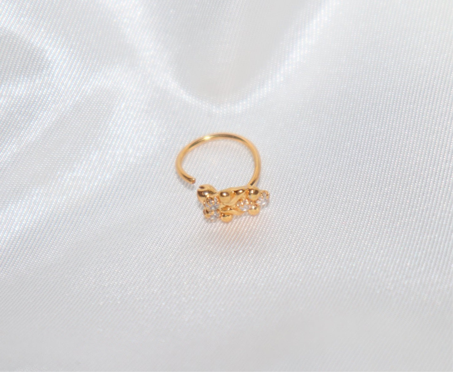 14k Gold Plated Cute Hoop Nose Ring with Diamonds