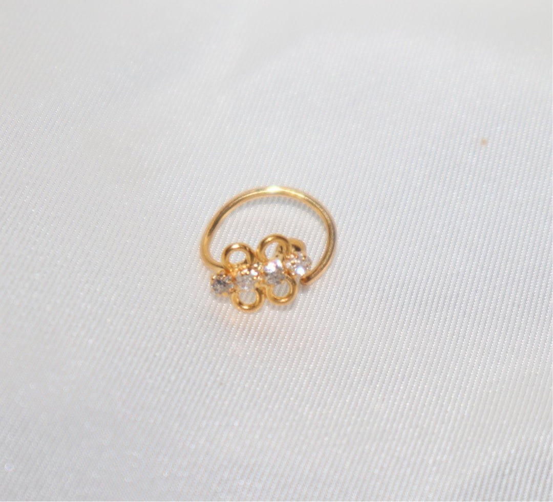 14k Gold Plated Clover Nose Ring