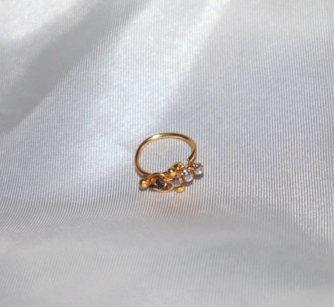 14k Gold Plated Hoop Nose Ring with Unique Design