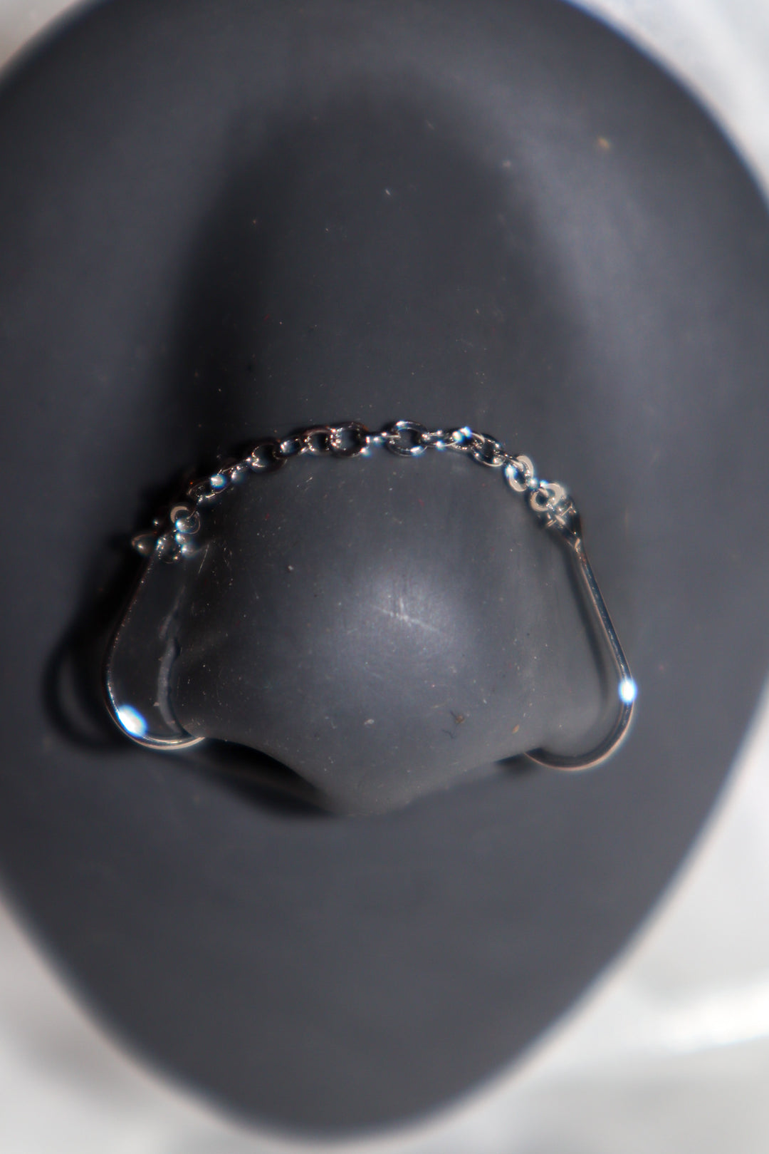 Connected Silver Nose Chain Cuff
