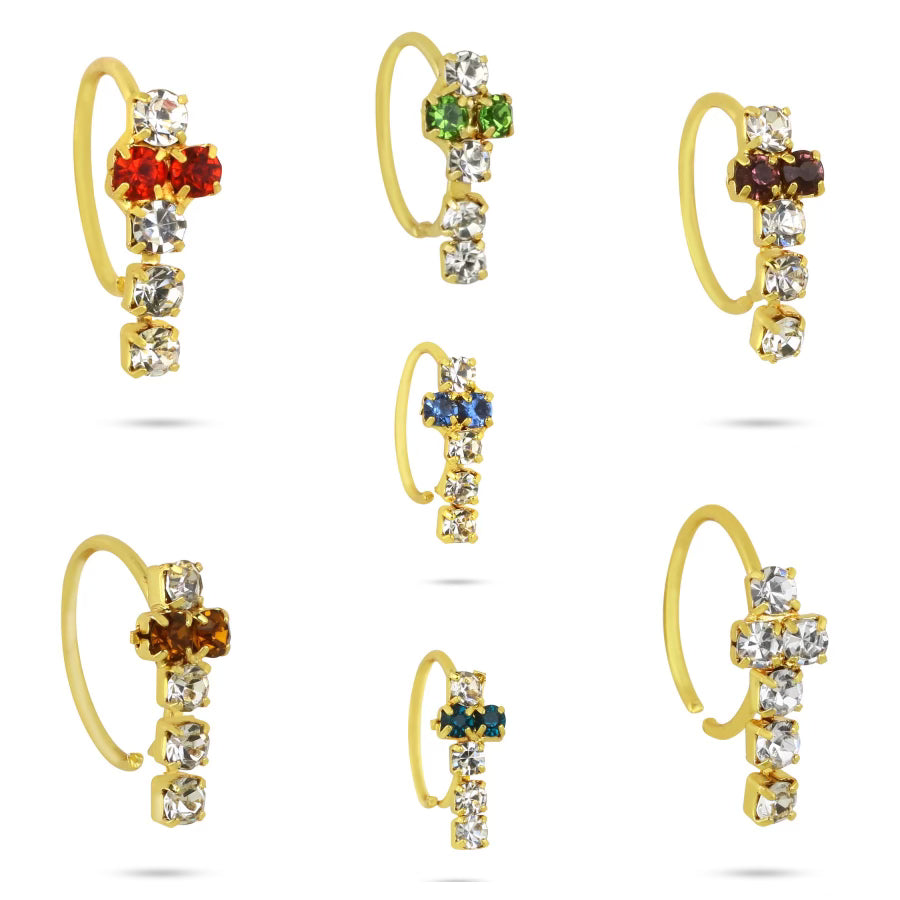 Dangling T Shape Nose Ring Set of 7