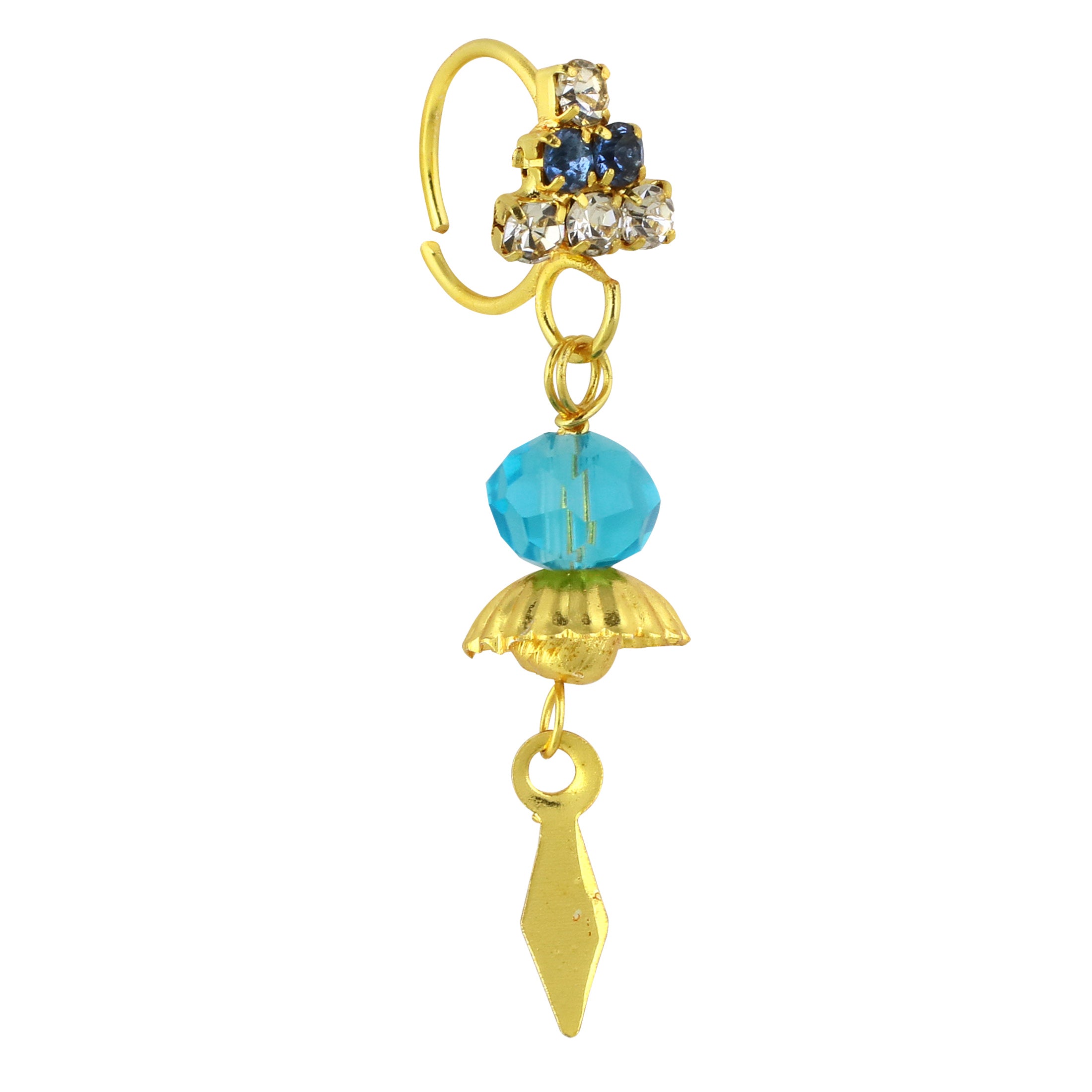 Diamond Triangle with Dangling Umbrella End Nose Ring