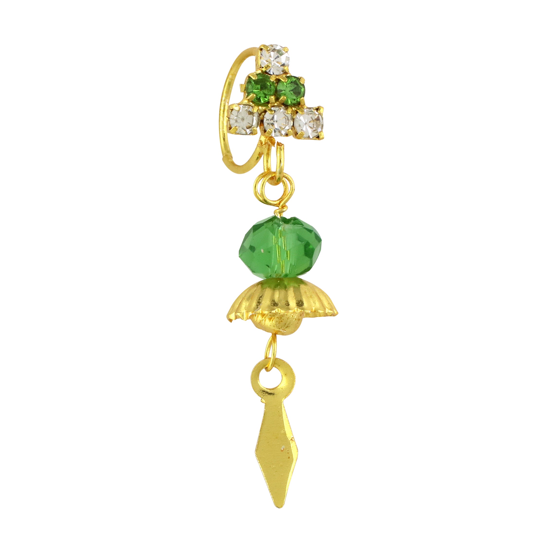 Diamond Triangle with Dangling Umbrella End Nose Ring