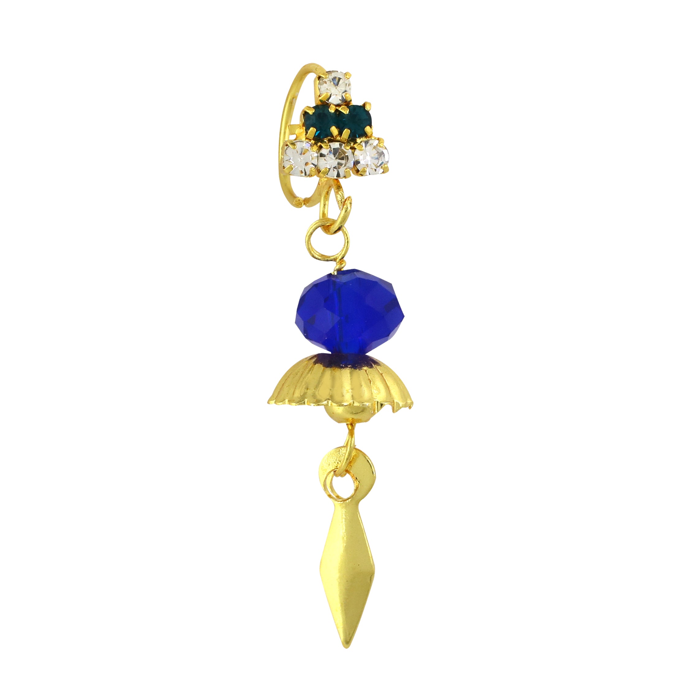Diamond Triangle with Dangling Umbrella End Nose Ring