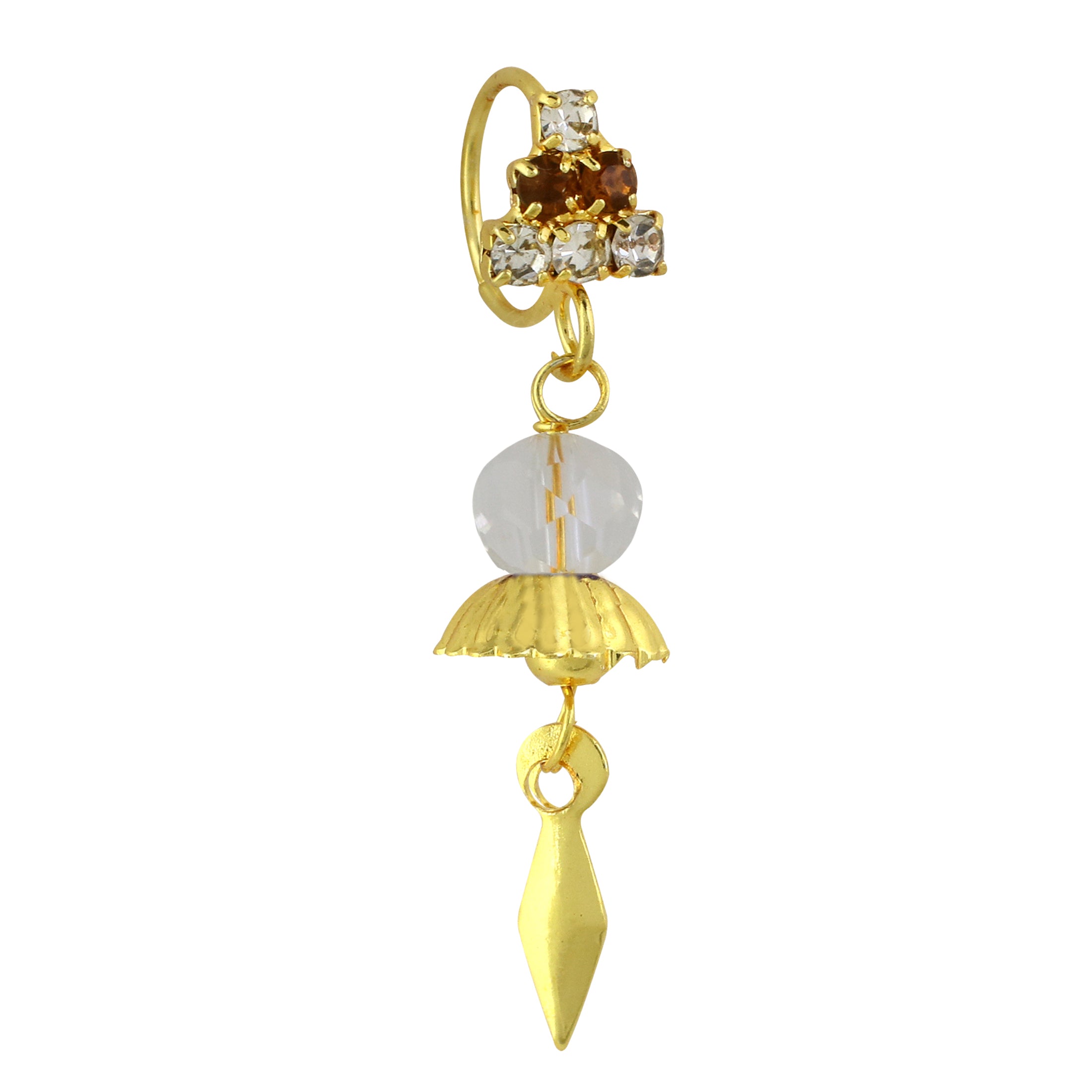 Diamond Triangle with Dangling Umbrella End Nose Ring