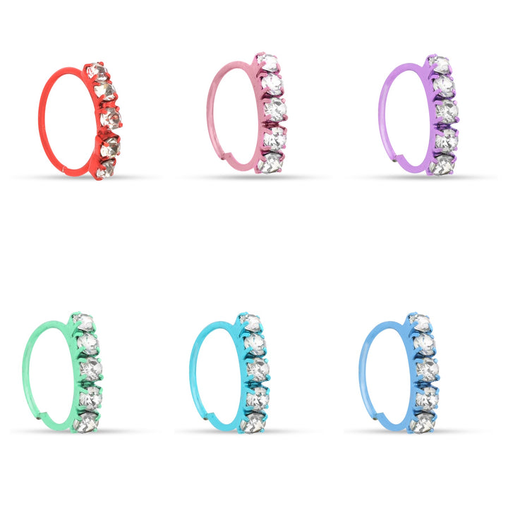Neon 5 Diamond Colored Nose Ring Set