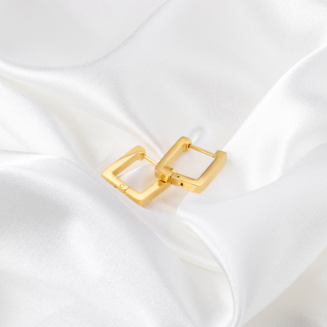 Thin Square Gold Earrings