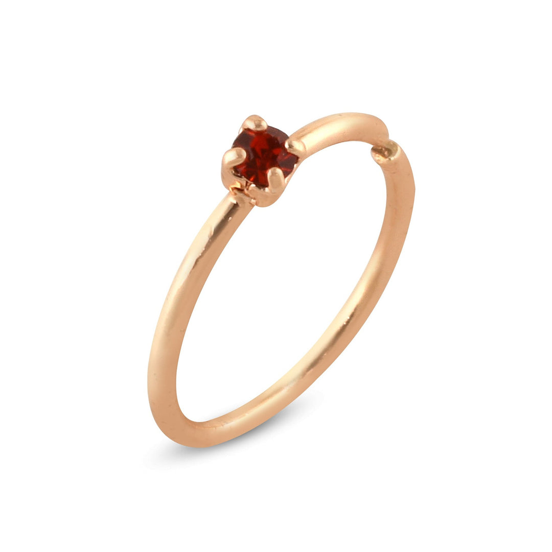 Red diamond rose gold nose ring