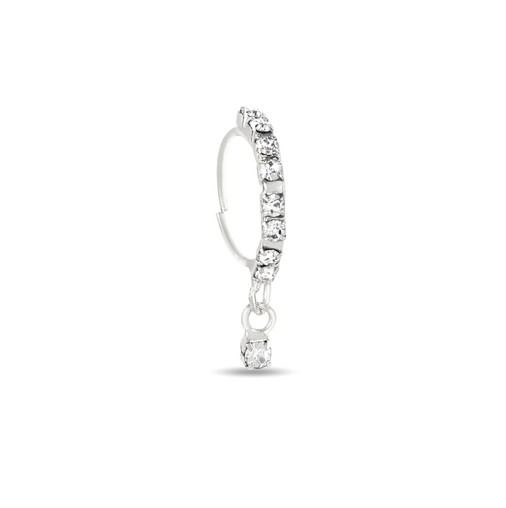 Gold Plated 8 Diamond Dangling Nose Ring With Diamond End