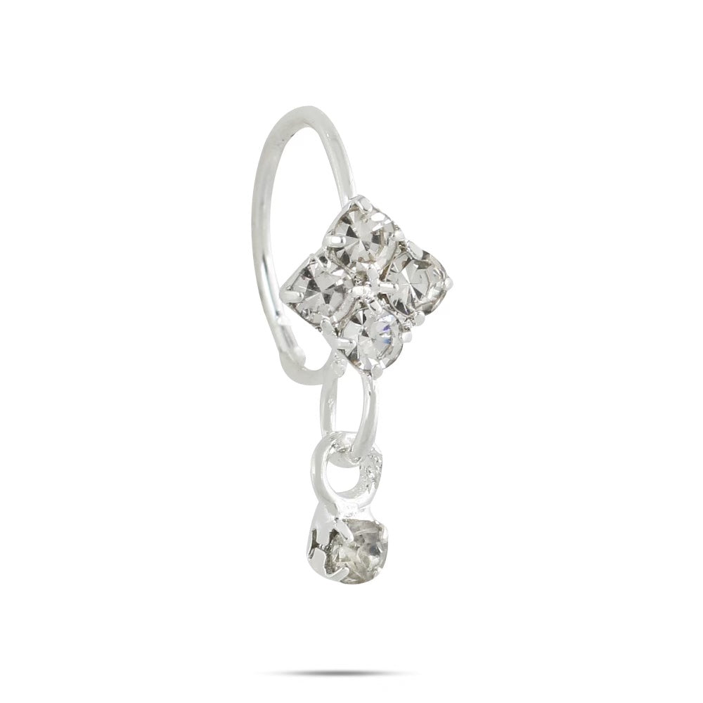Silver Nose Ring with Diamonds 