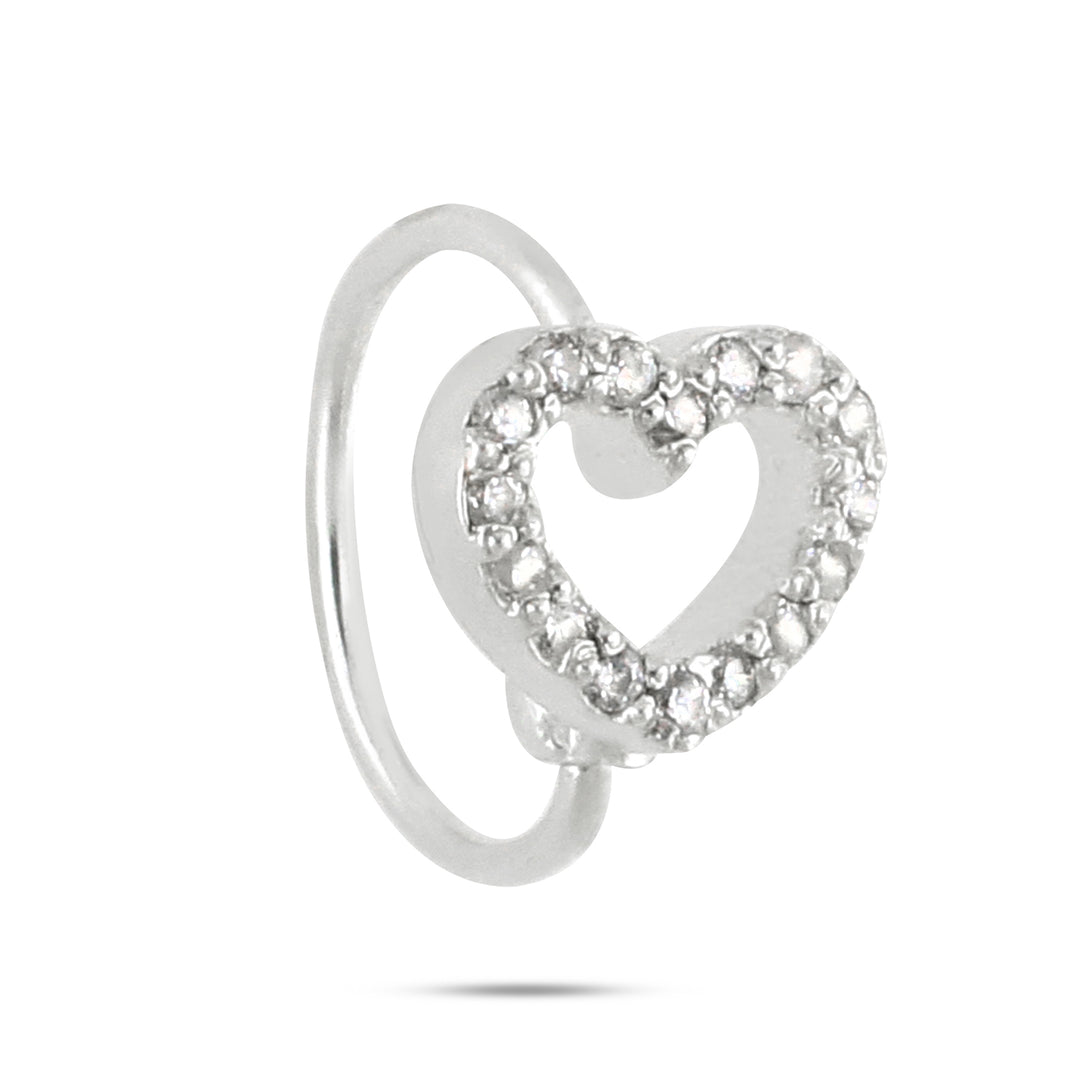 Heart with Diamonds Hoop Nose Ring