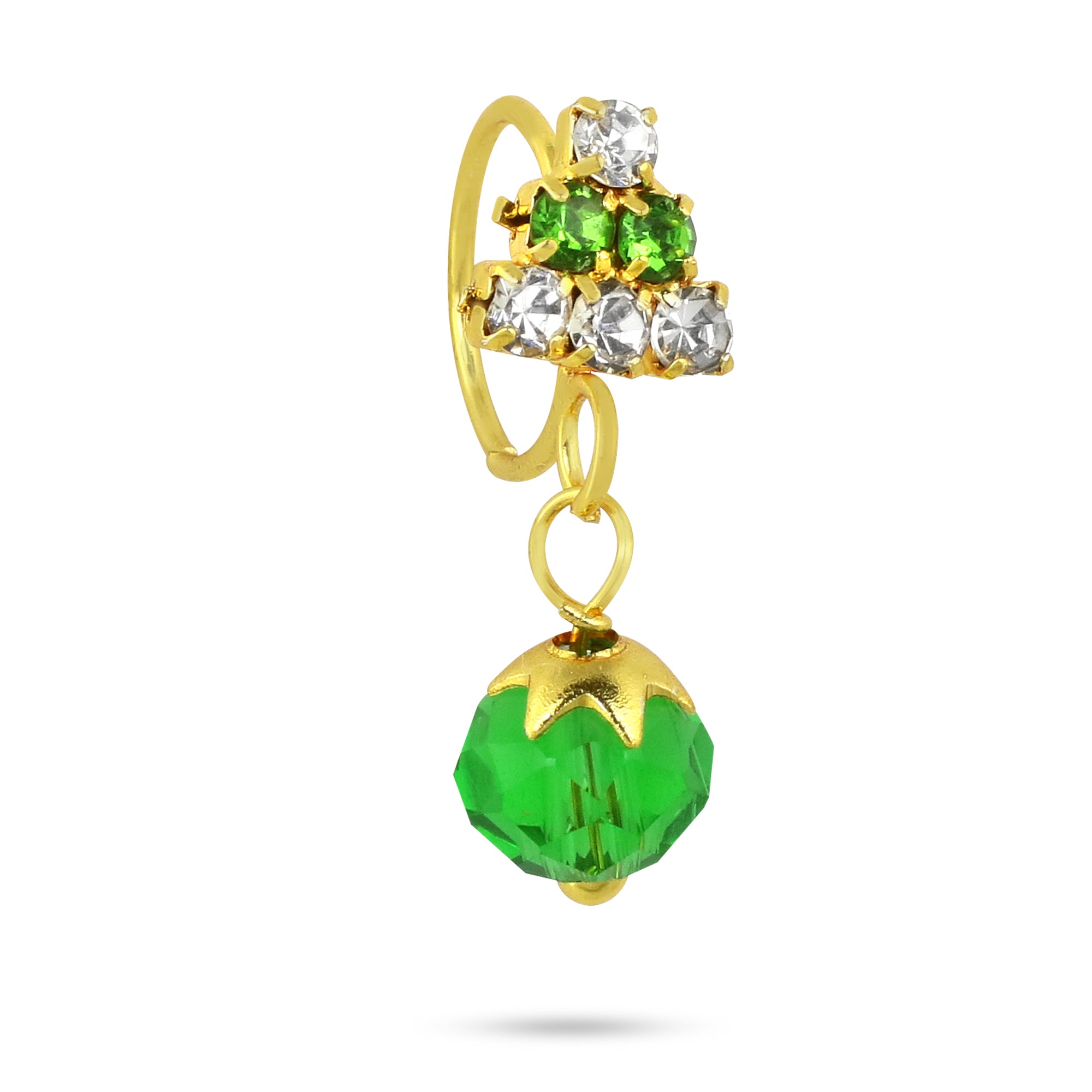 Diamond Triangle Top with Dangling Ball End Nose Ring