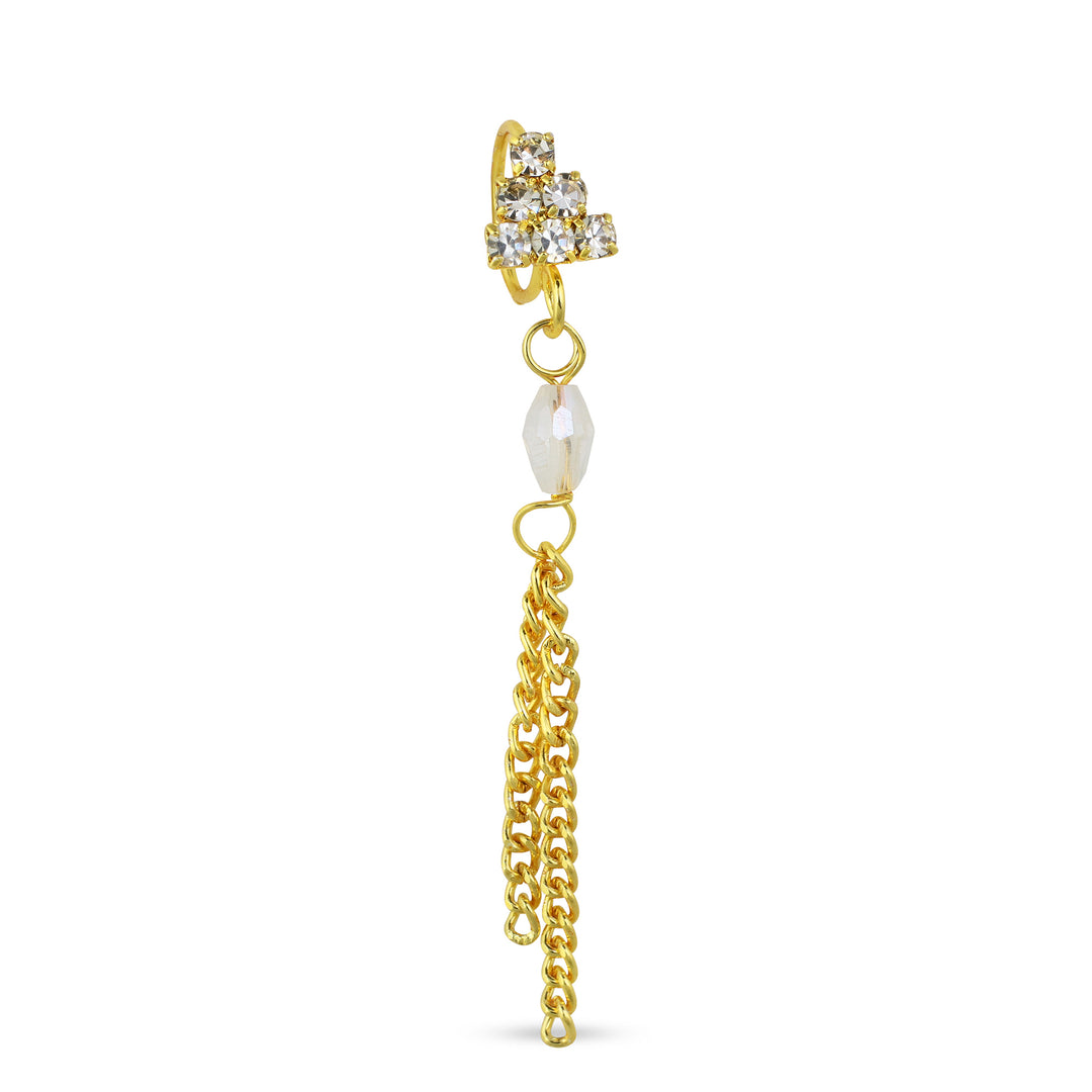 14K 4 Diamond with Large Diamond End Nose Ring