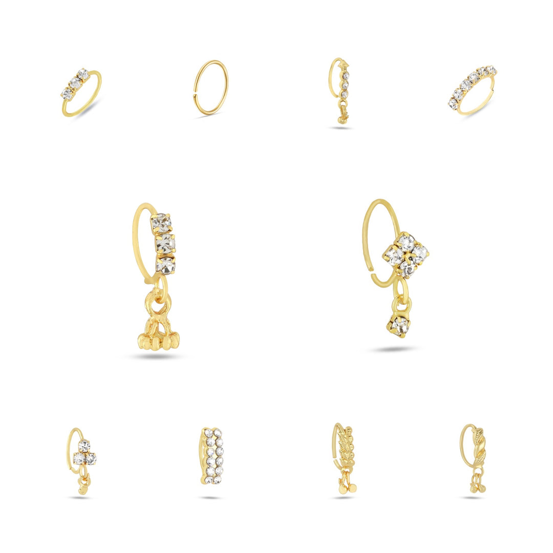 Ultimate Set of 10 Gold Nose Rings