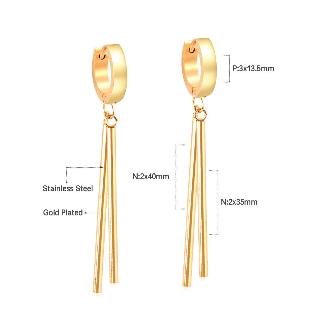 Duel Stick Gold Earrings