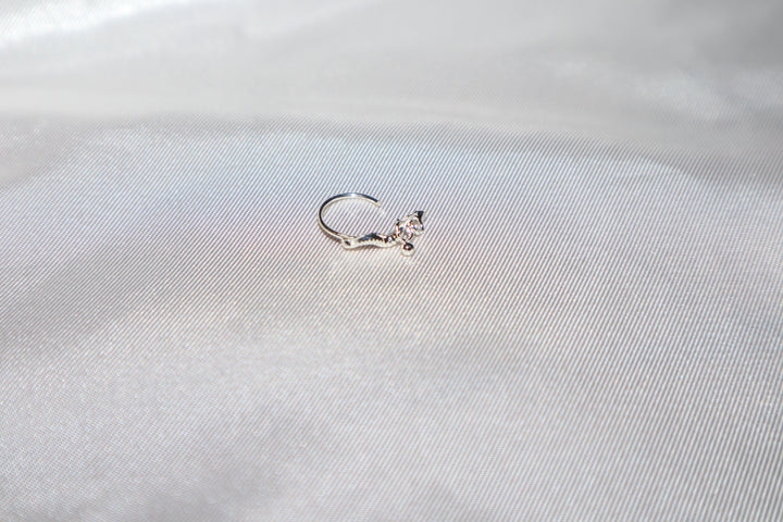 Silver Snake Nose Ring with Dangling Ends