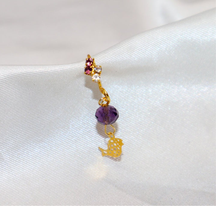 Purple Stone and Gold Fish Nose Ring