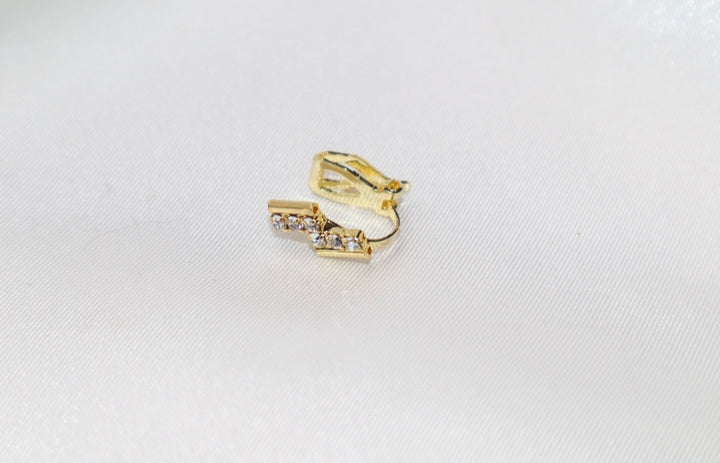 Gold Diamond Lightening Bolt Clip On Nose Ring