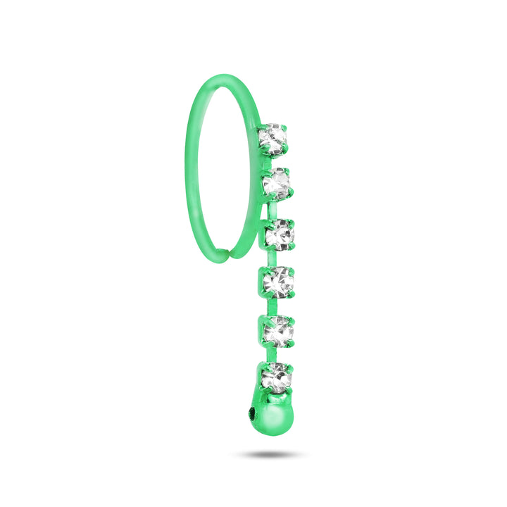 Neon Colored Dangling Diamond Nose Ring Set of 6