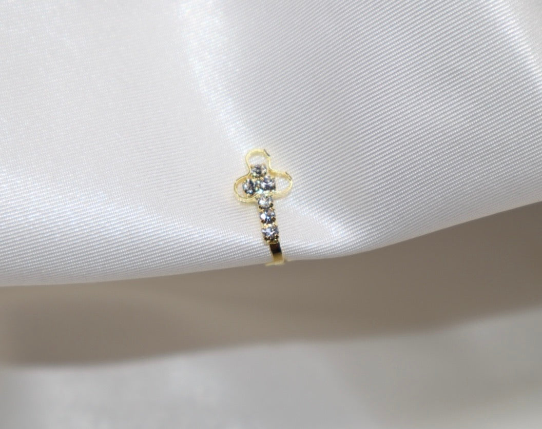 T Shape Gold And Diamond Clip On Nose Ring