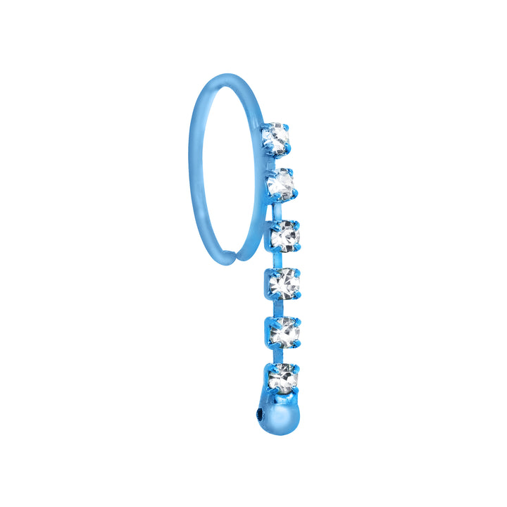 Neon Colored Dangling Diamond Nose Ring Set of 6
