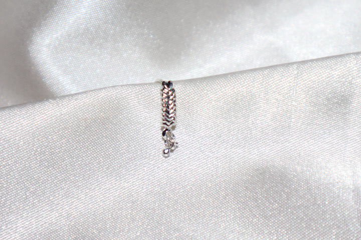 Silver Feather Nose Ring with Dangling Ends