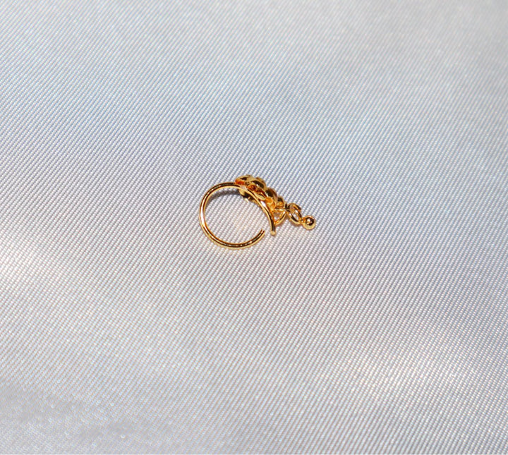 Diamonds in Gold Flower with Gold Ends Hoop Nose Ring 